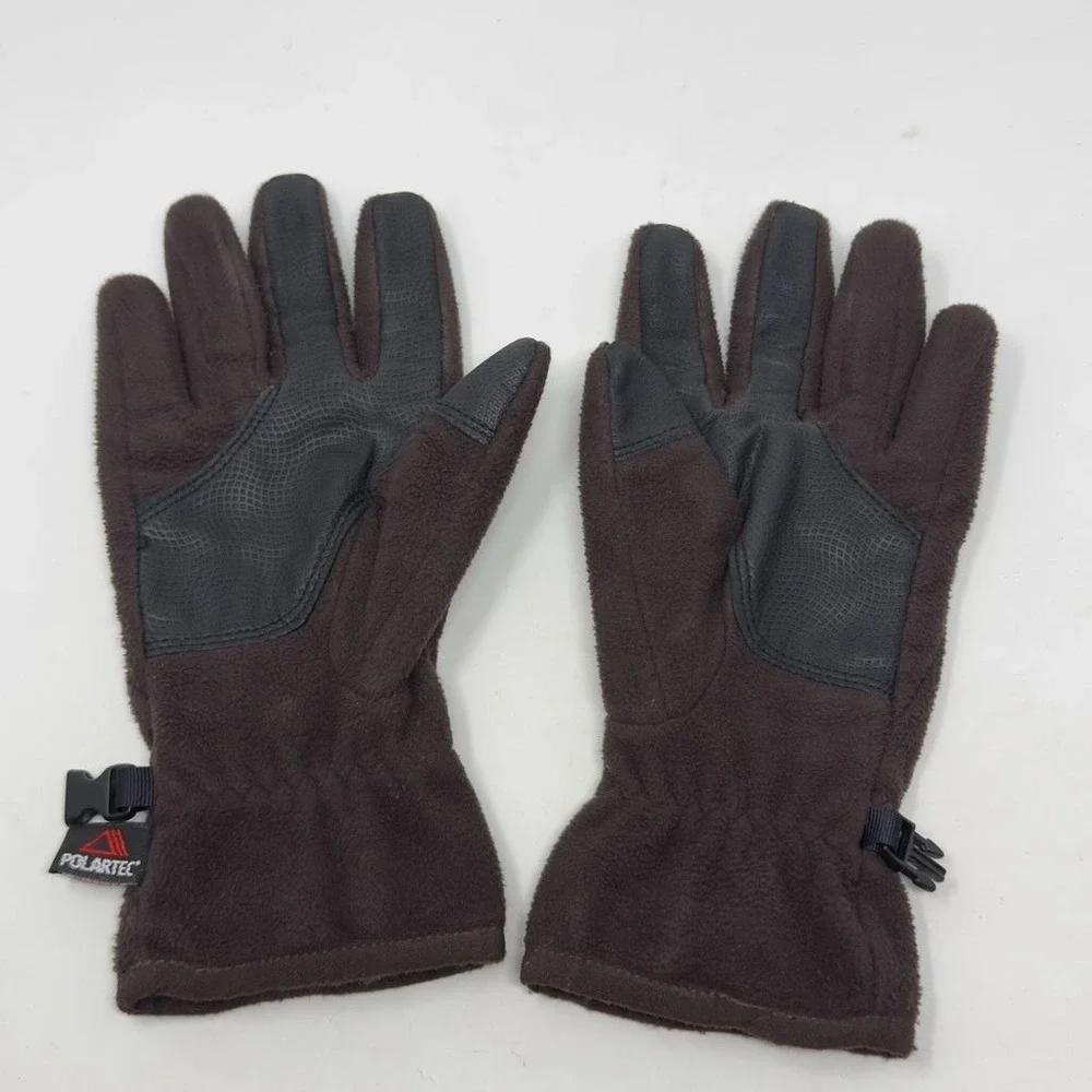 LL‎ Bean Polartec Fleece Gloves Women's Small Brown Reinforced Palm 0AFX9